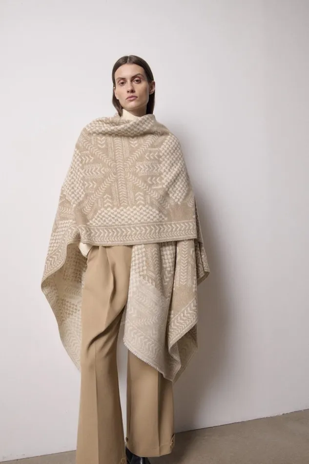 Women Coats and Jackets Lala Berlin Poncho Pineo Wool Mix Heritage Star Sand Women Coats and Jackets Lala Berlin Poncho Pineo Wool Mix Heritage Star Sand