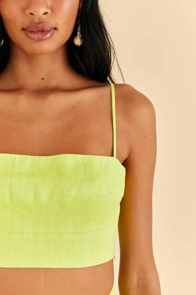 Women Crop Tops Farm Rio Lime Sleeveless Crop Top