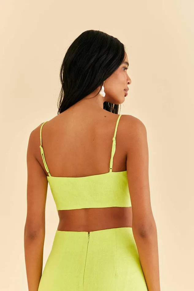 Women Crop Tops Farm Rio Lime Sleeveless Crop Top