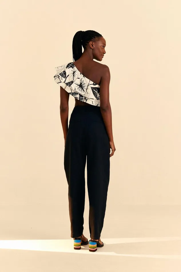 Women Crop Tops Farm Rio OffWhite Graphic Leaves Organic Cotton Top