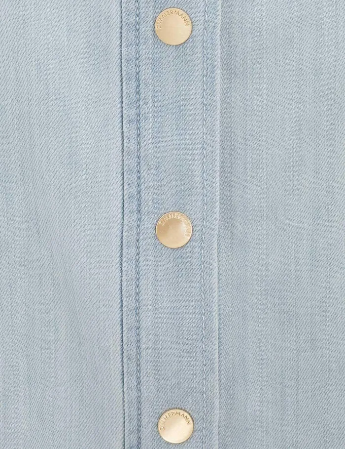 Women Denim Zimmermann Acacia Denim Lantern Blouse Ice Storm