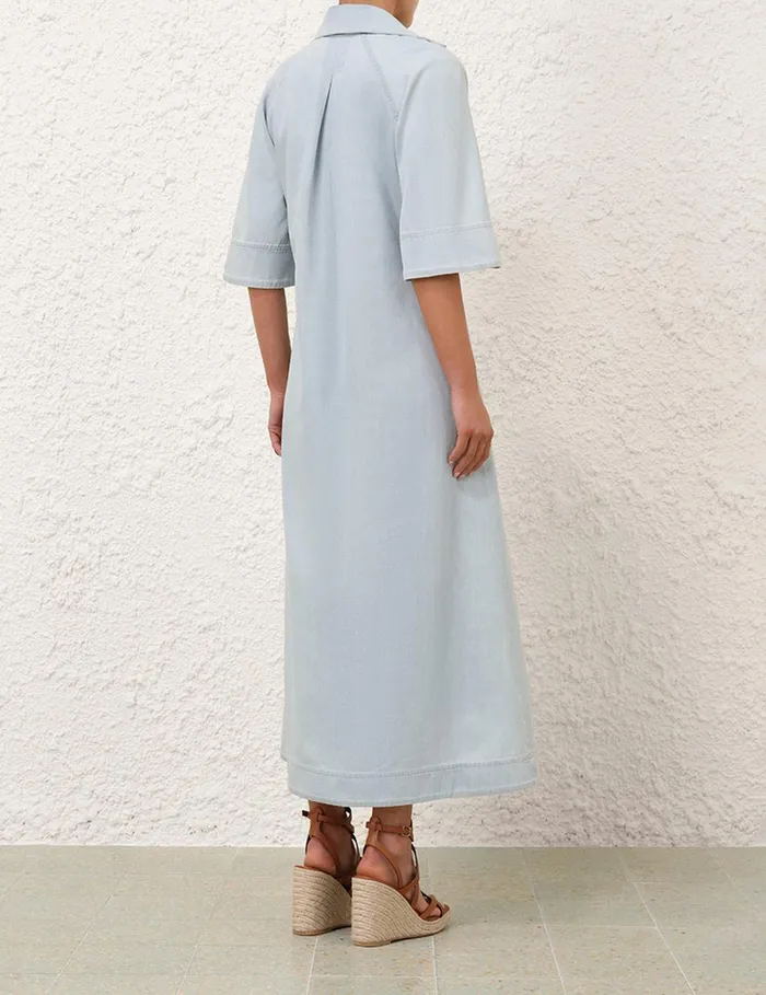 Women Denim Zimmermann Acacia Denim Midi Dress Ice Storm