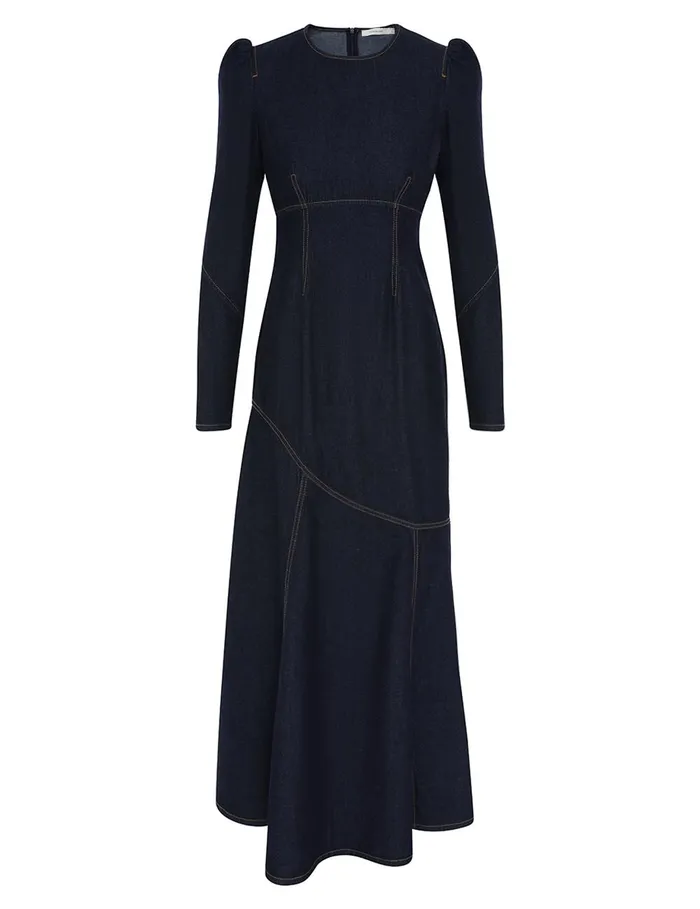 Women Denim Zimmermann Illustration Denim Maxi Dress Night Sky