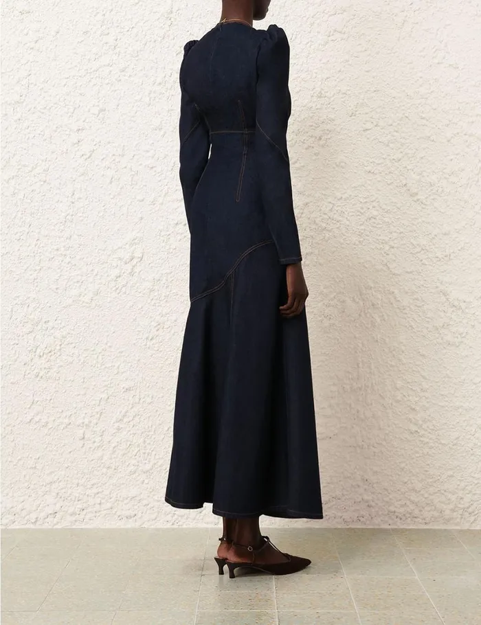 Women Denim Zimmermann Illustration Denim Maxi Dress Night Sky