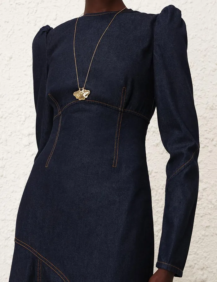 Women Denim Zimmermann Illustration Denim Maxi Dress Night Sky