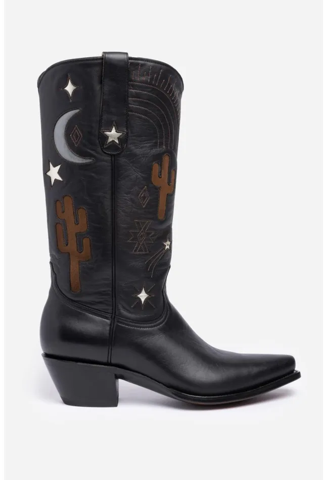 Women Desert Cowboy Boot Black Johnny Was Shoes