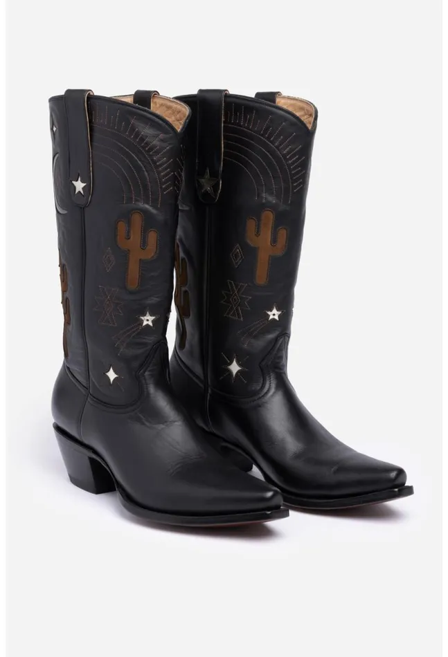 Women Desert Cowboy Boot Black Johnny Was Shoes