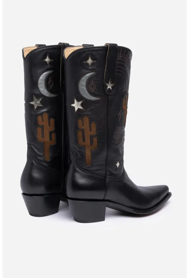 Women Desert Cowboy Boot Black Johnny Was Shoes