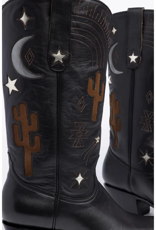 Women Desert Cowboy Boot Black Johnny Was Shoes