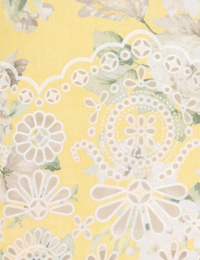 Women Dresses and Coverups Zimmermann Acacia Broderie Tie Mini Dress Yellow Floral