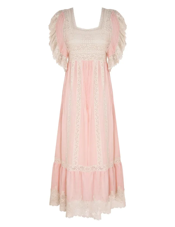 Women Dresses and Coverups Zimmermann Everley Lace Trim Midi Dress Pink