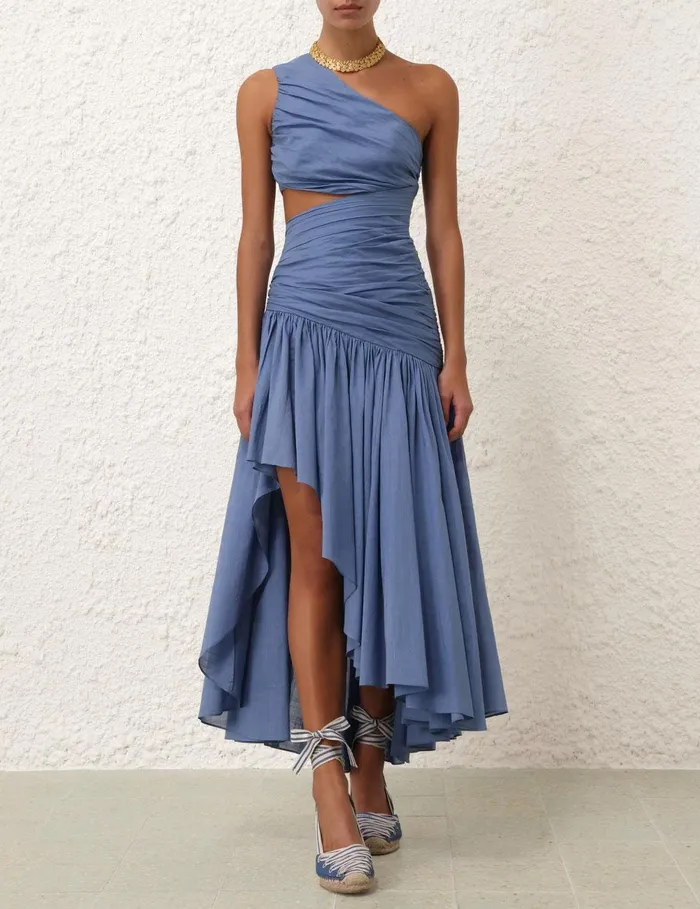 Women Dresses and Coverups Zimmermann Golden Asymmetric Dress Blue