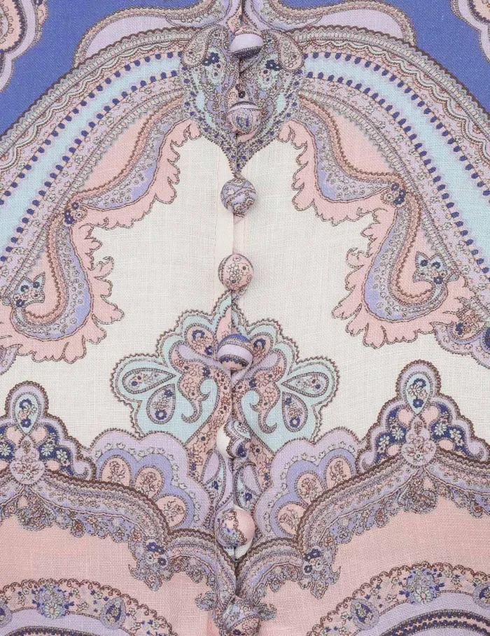 Women Dresses and Coverups Zimmermann Maxine Long Sleeve Mini Dress Purple Paisley