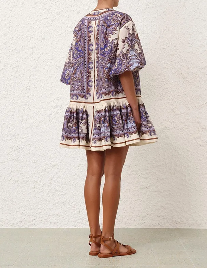 Women Dresses and Coverups Zimmermann Ottie Eyelet Mini Dress Purple Paisley