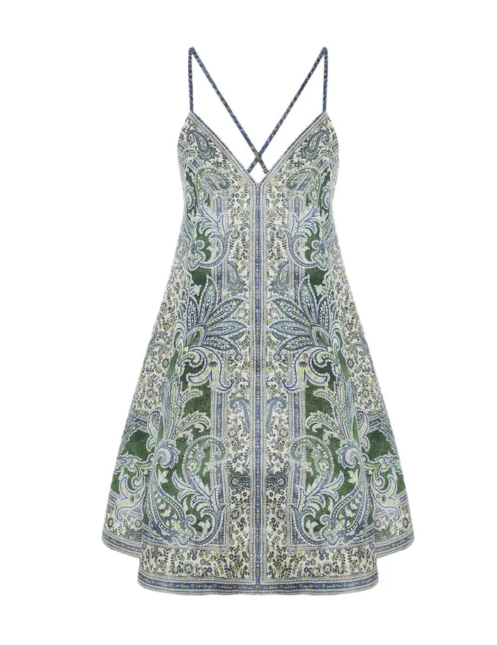 Women Dresses and Coverups Zimmermann Ottie Swing Mini Dress Green Paisley
