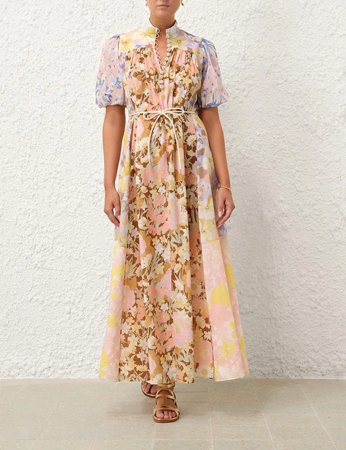 Women Dresses and Coverups Zimmermann Pop Puff Sleeve Maxi Dress Spliced