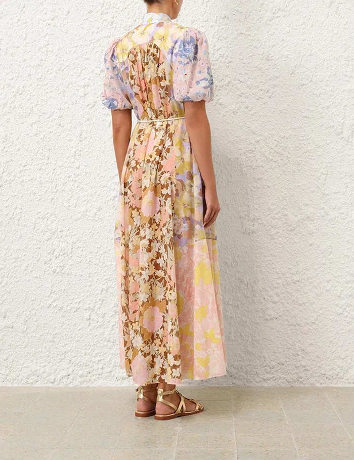 Women Dresses and Coverups Zimmermann Pop Puff Sleeve Maxi Dress Spliced
