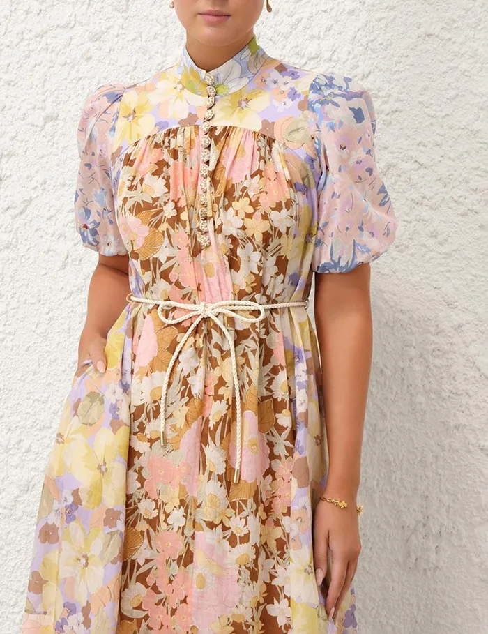 Women Dresses and Coverups Zimmermann Pop Puff Sleeve Maxi Dress Spliced