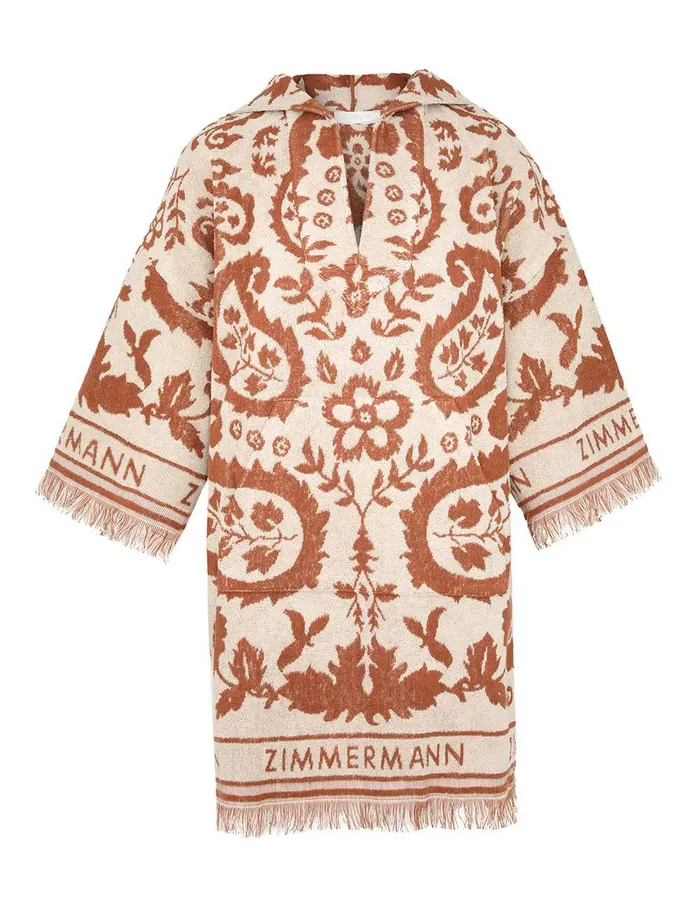 Women Dresses and Coverups Zimmermann Wylie Hooded Toweling Dress Creamtan