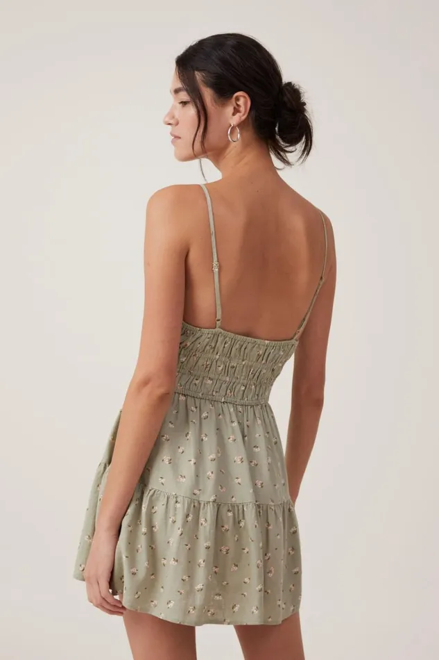 Women Dresses Cotton On Haven Tiered Mini Dress Leora Ditsy Sage