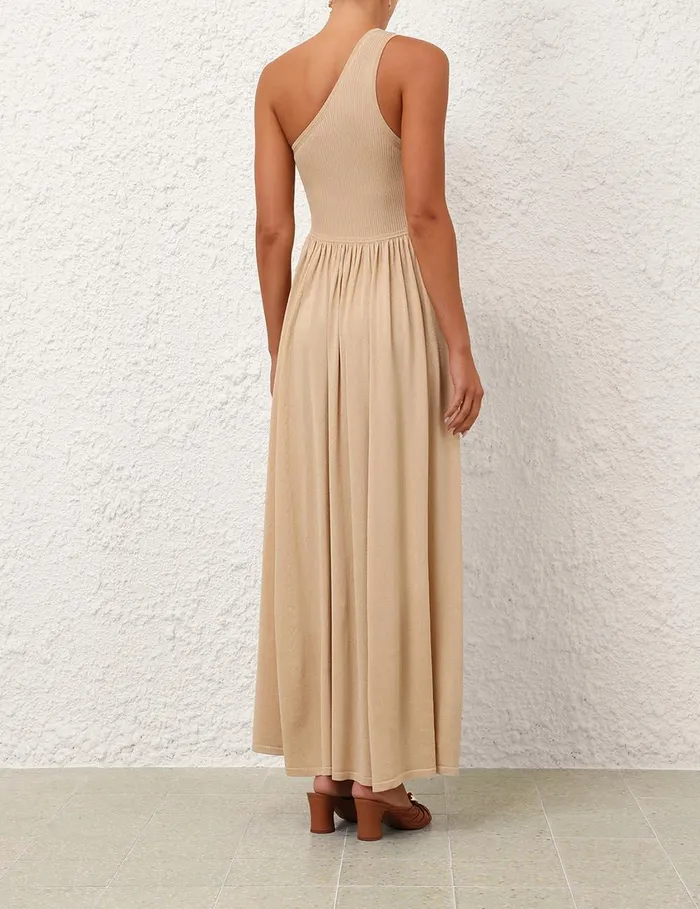 Women Dresses Zimmermann Crush Metallic Asymmetric Maxi Gold