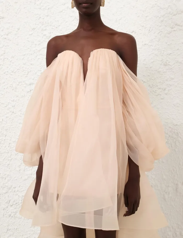 Women Dresses Zimmermann Crush Strapless Mini Dress Peach