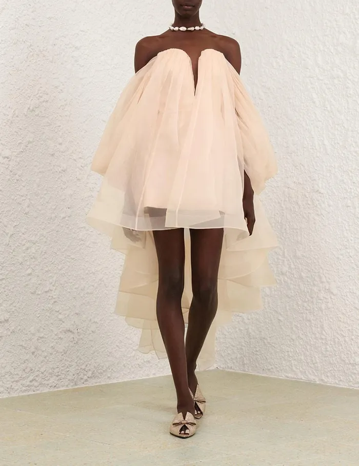 Women Dresses Zimmermann Crush Strapless Mini Dress Peach