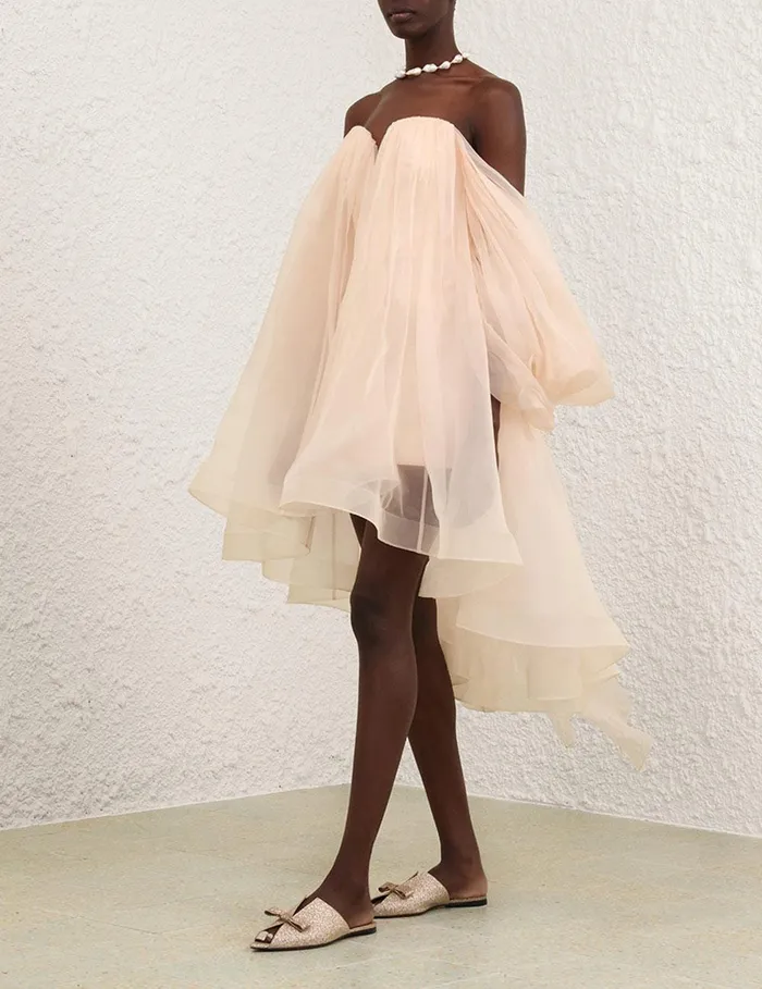 Women Dresses Zimmermann Crush Strapless Mini Dress Peach