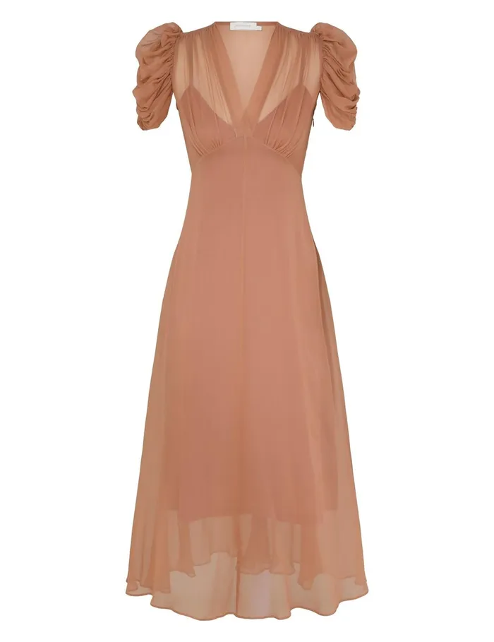 Women Dresses Zimmermann Eden Gather Sleeve Midi Biscuit