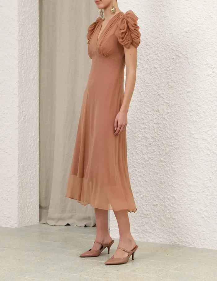 Women Dresses Zimmermann Eden Gather Sleeve Midi Biscuit