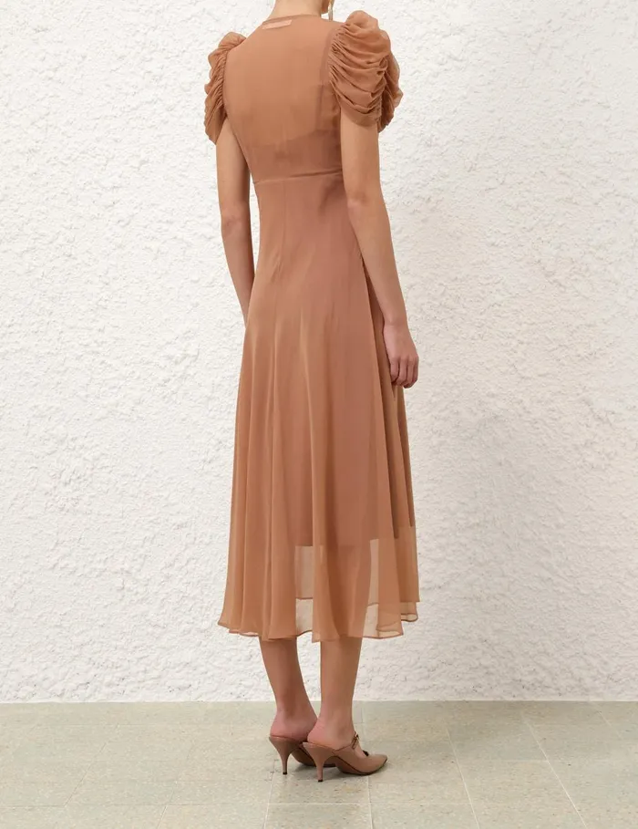 Women Dresses Zimmermann Eden Gather Sleeve Midi Biscuit
