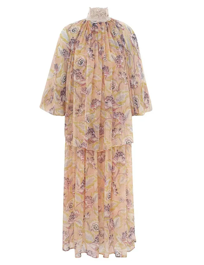 Women Dresses Zimmermann Illustration Lace Edge Dress Citrine Eden
