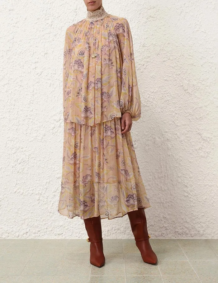 Women Dresses Zimmermann Illustration Lace Edge Dress Citrine Eden