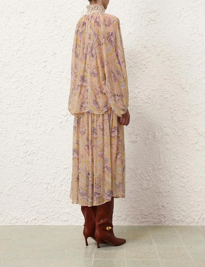 Women Dresses Zimmermann Illustration Lace Edge Dress Citrine Eden