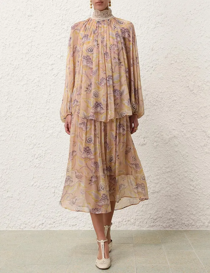 Women Dresses Zimmermann Illustration Lace Edge Dress Citrine Eden