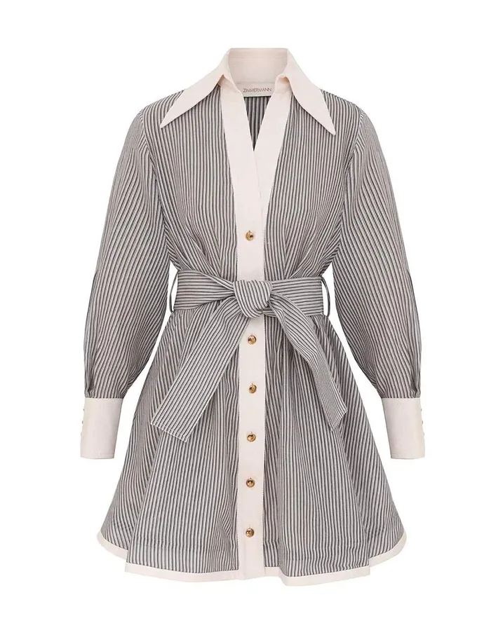 Women Dresses Zimmermann Illustration Tuck Mini Dress Stripe