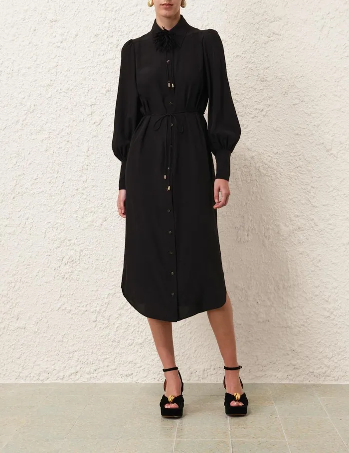 Women Dresses Zimmermann Shirt Midi Dress Black