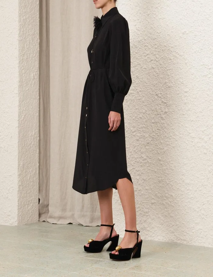 Women Dresses Zimmermann Shirt Midi Dress Black