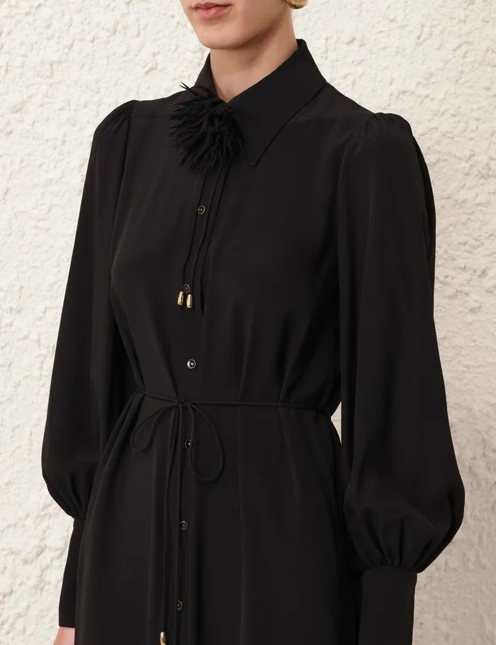 Women Dresses Zimmermann Shirt Midi Dress Black