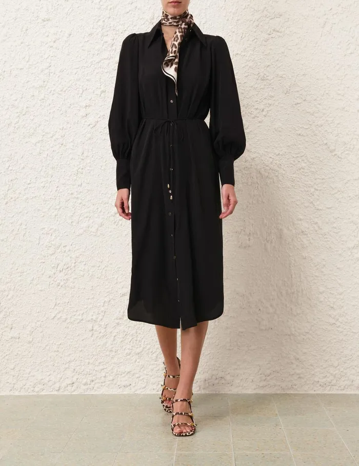 Women Dresses Zimmermann Shirt Midi Dress Black