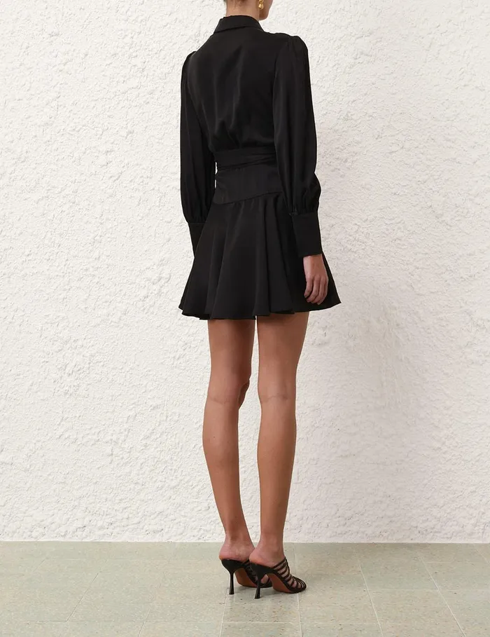 Women Dresses Zimmermann Silk Wrap Mini Dress Black