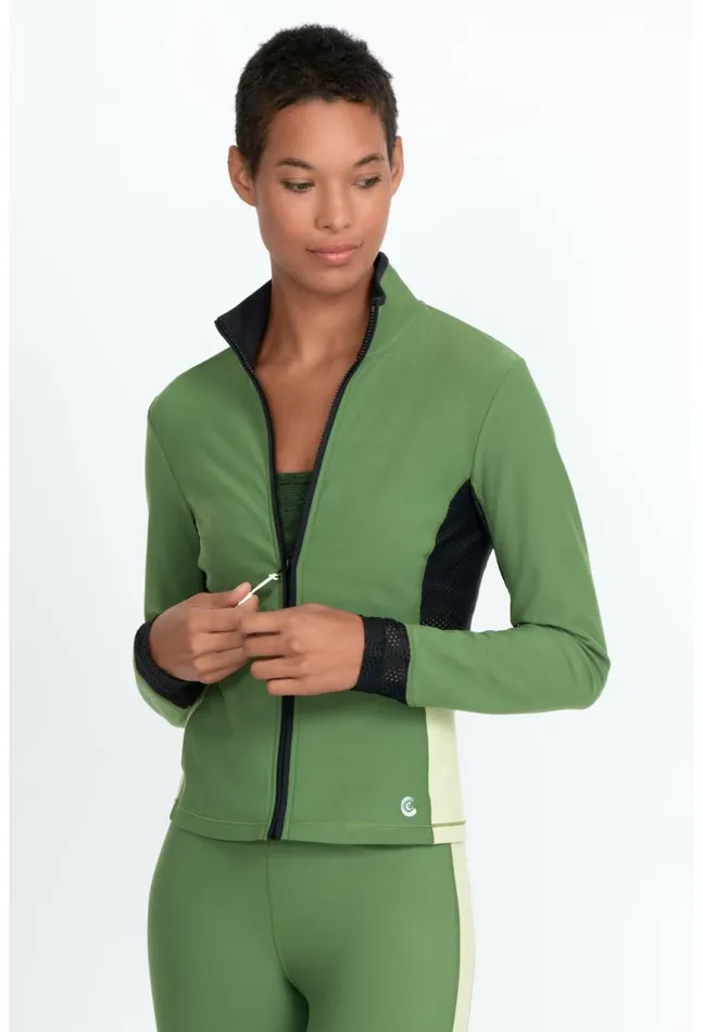 Women Endurance Mesh Zip Jacket Bronze Green Johnny Was Outerwear