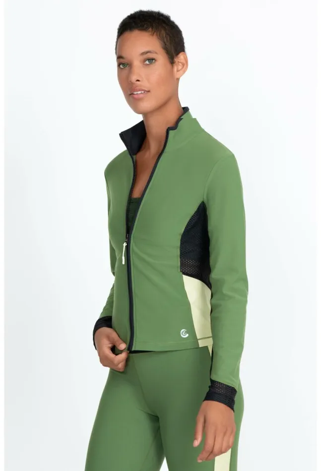 Women Endurance Mesh Zip Jacket Bronze Green Johnny Was Outerwear