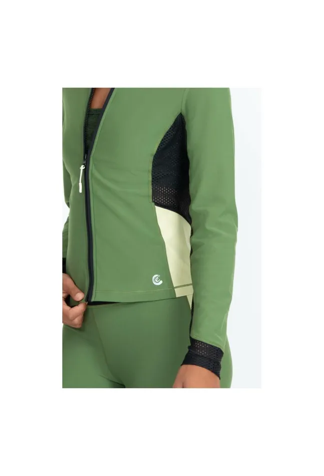 Women Endurance Mesh Zip Jacket Bronze Green Johnny Was Outerwear