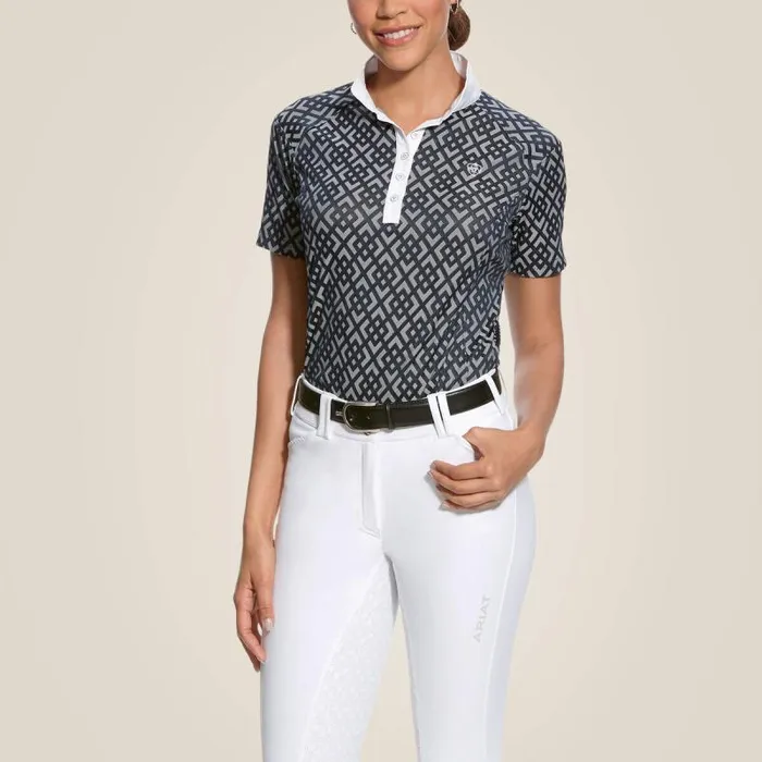 Women English Riding Ariat Showstopper Show Shirt Darkest Sapphire
