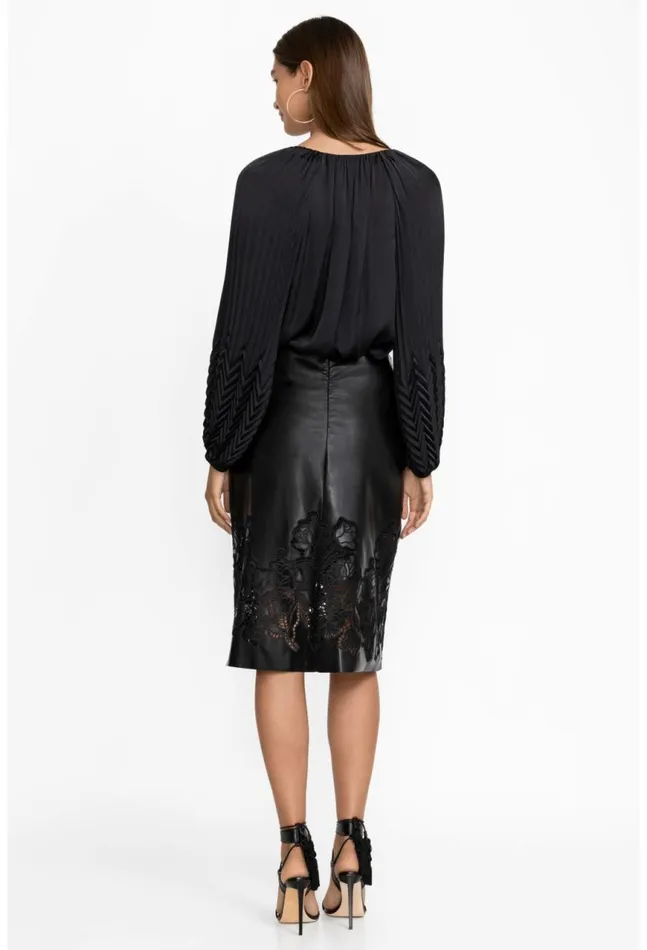 Women Enid Vegan Leather Midi Skirt Black Johnny Was Bottoms