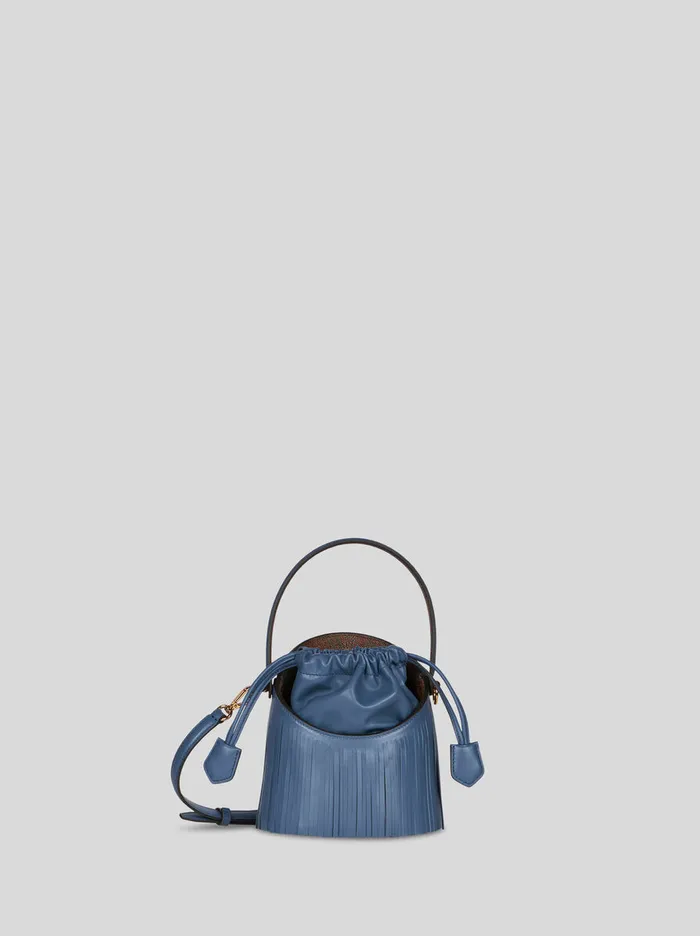 Women Etro Bucket Bags Small Saturno Bag With Fringing Light Blue