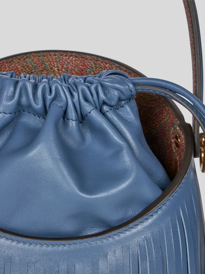 Women Etro Bucket Bags Small Saturno Bag With Fringing Light Blue Women Etro Bucket Bags Small Saturno Bag With Fringing Light Blue