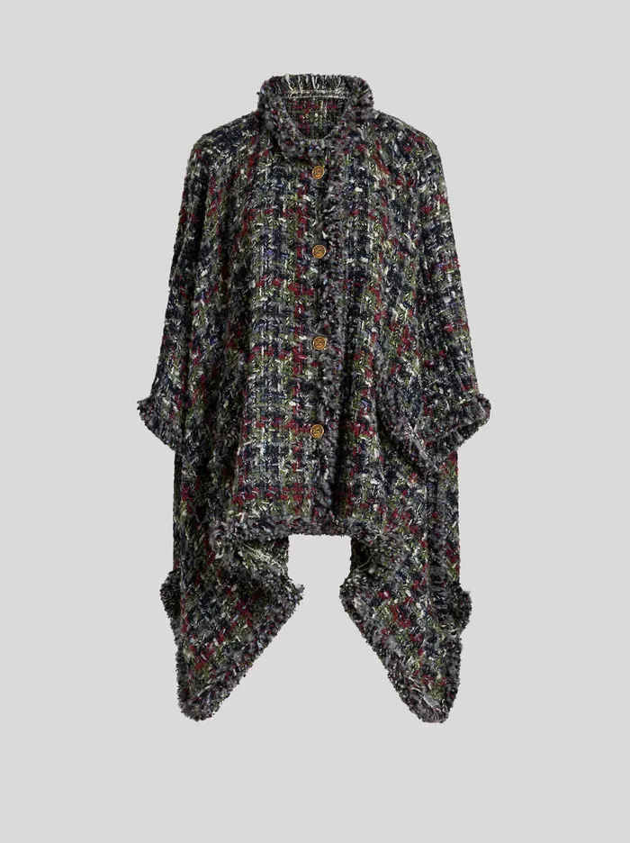 Women Etro Capes And Ponchos Boucl Cape Multicolour