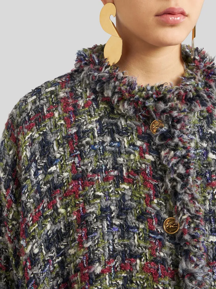 Women Etro Capes And Ponchos Boucl Cape Multicolour Women Etro Capes And Ponchos Boucl Cape Multicolour